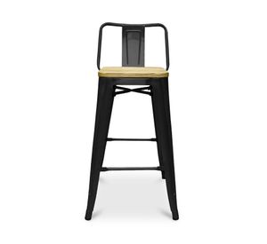 Taburete 66 asiento madera con respaldo Tolix negro Form Design