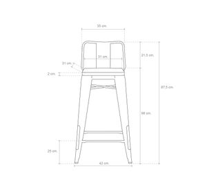 Taburete 66 asiento madera con respaldo Tolix negro Form Design