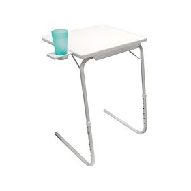 Mesa plegable y ajustable con posavasos Y1868C-2 blanco