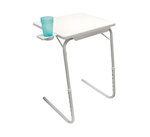 Mesa plegable y ajustable con posavasos Y1868C-2 blanco