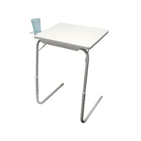 Mesa plegable y ajustable con posavasos Y1868C-2 blanco