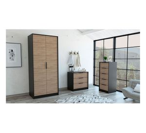 Clóset 2 puertas + cómoda 3 y 5 cajones Kaia wengue/miel TuHome