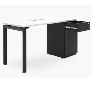 Escritorio pasacables 2 cajones Neo blanco/negro