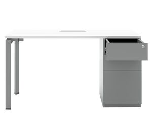 Escritorio pasacables 2 cajones Neo blanco/gris