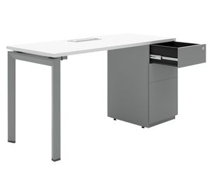 Escritorio pasacables 2 cajones Neo blanco/gris