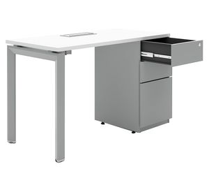 Escritorio pasacables 2 cajones Neo blanco/gris