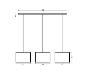 Lámpara colgar 3L E27 triple bronce Diseño 3.