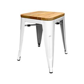 Piso Tolix asiento madera blanco Form Design