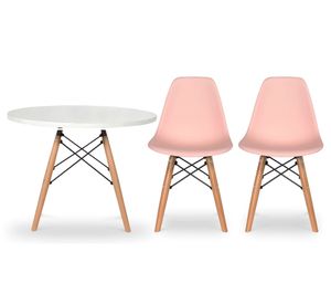 Mesa + 2 sillas DSW rosado Form Design
