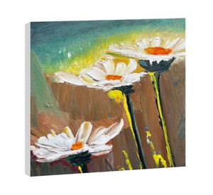 Óleo Flores blancas 70x70 cm