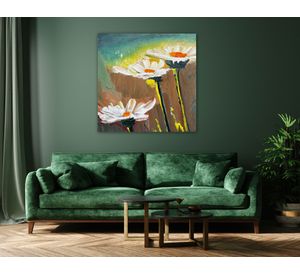 Óleo Flores blancas 70x70 cm