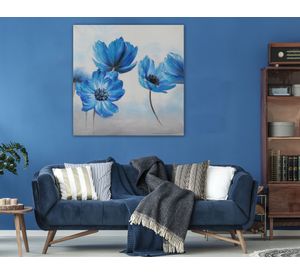 Óleo Flores azules 70x70 cm