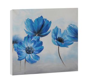 Óleo Flores azules 70x70 cm
