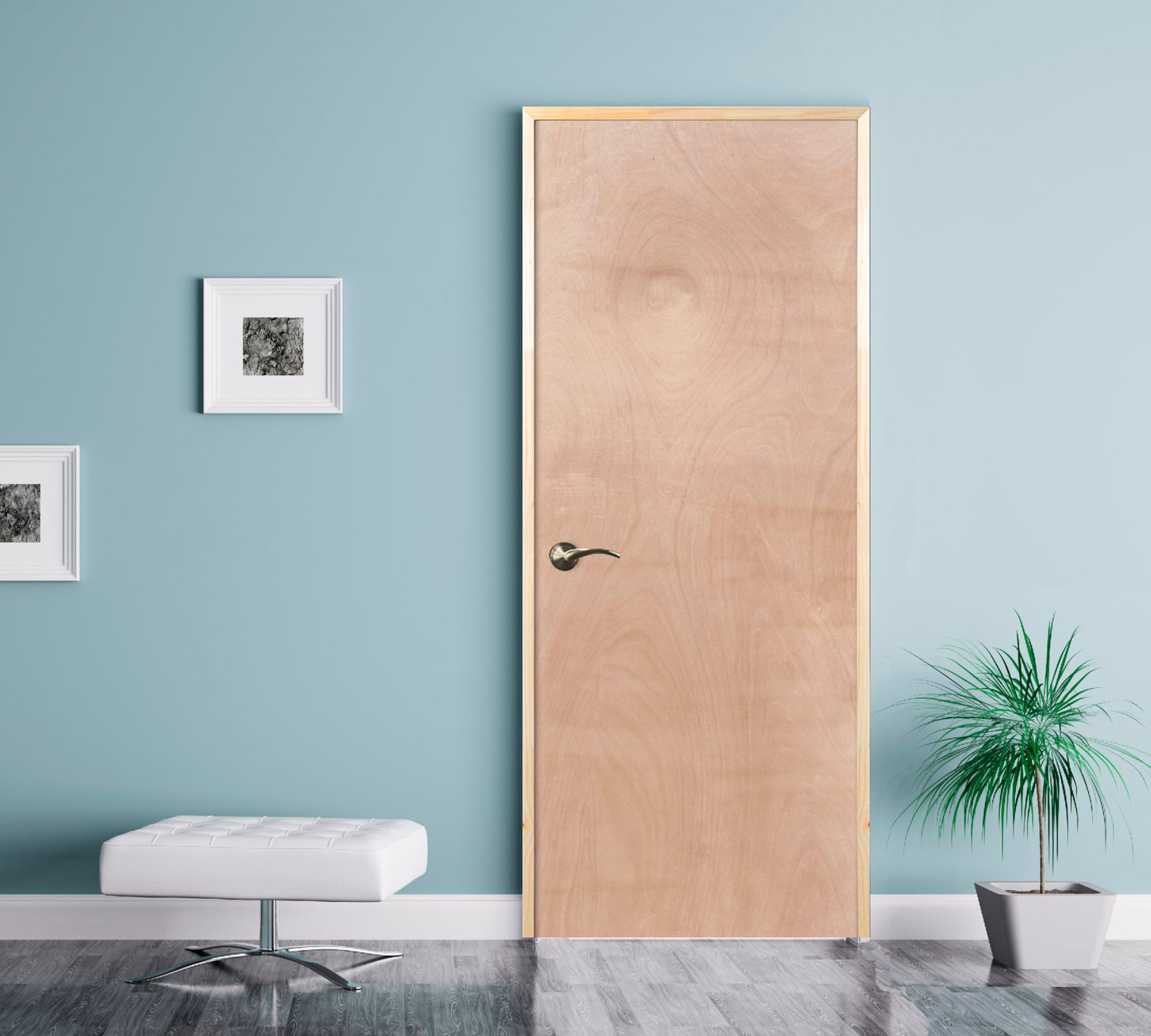 Puerta terciado derecha kit precolgado 90x200 cm