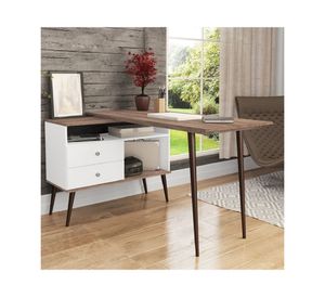 Escritorio 2 cajones Lorenzo blanco/rústico