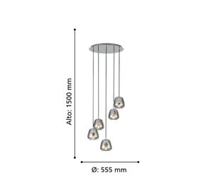 Lámpara colgar 5L E27 Albarino plata Eglo