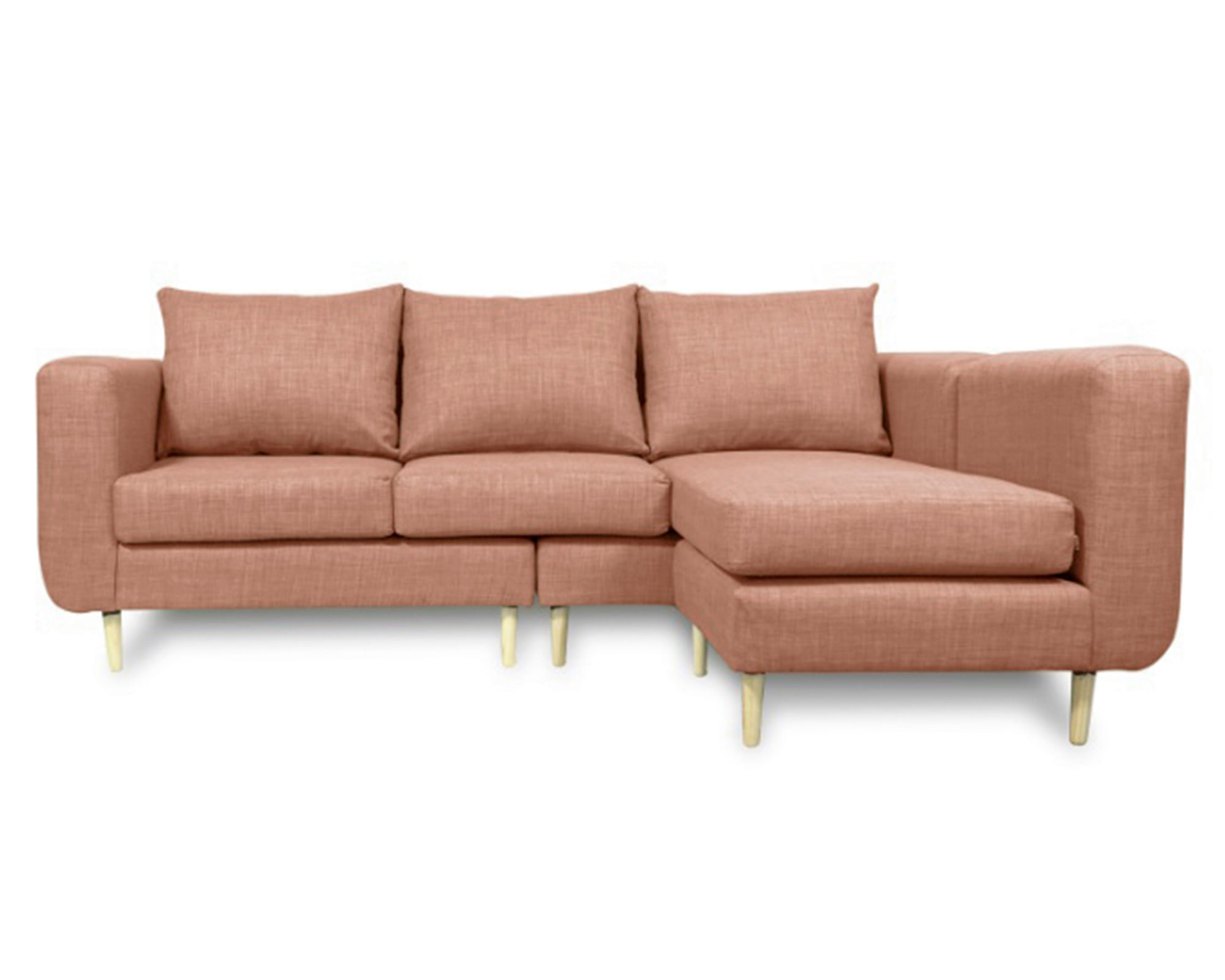 Sofás Home Seccional 3 cuerpos Bollen chenille palo rosa