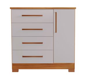 Cómoda 1 puerta 4 cajones Freijo blanco/café