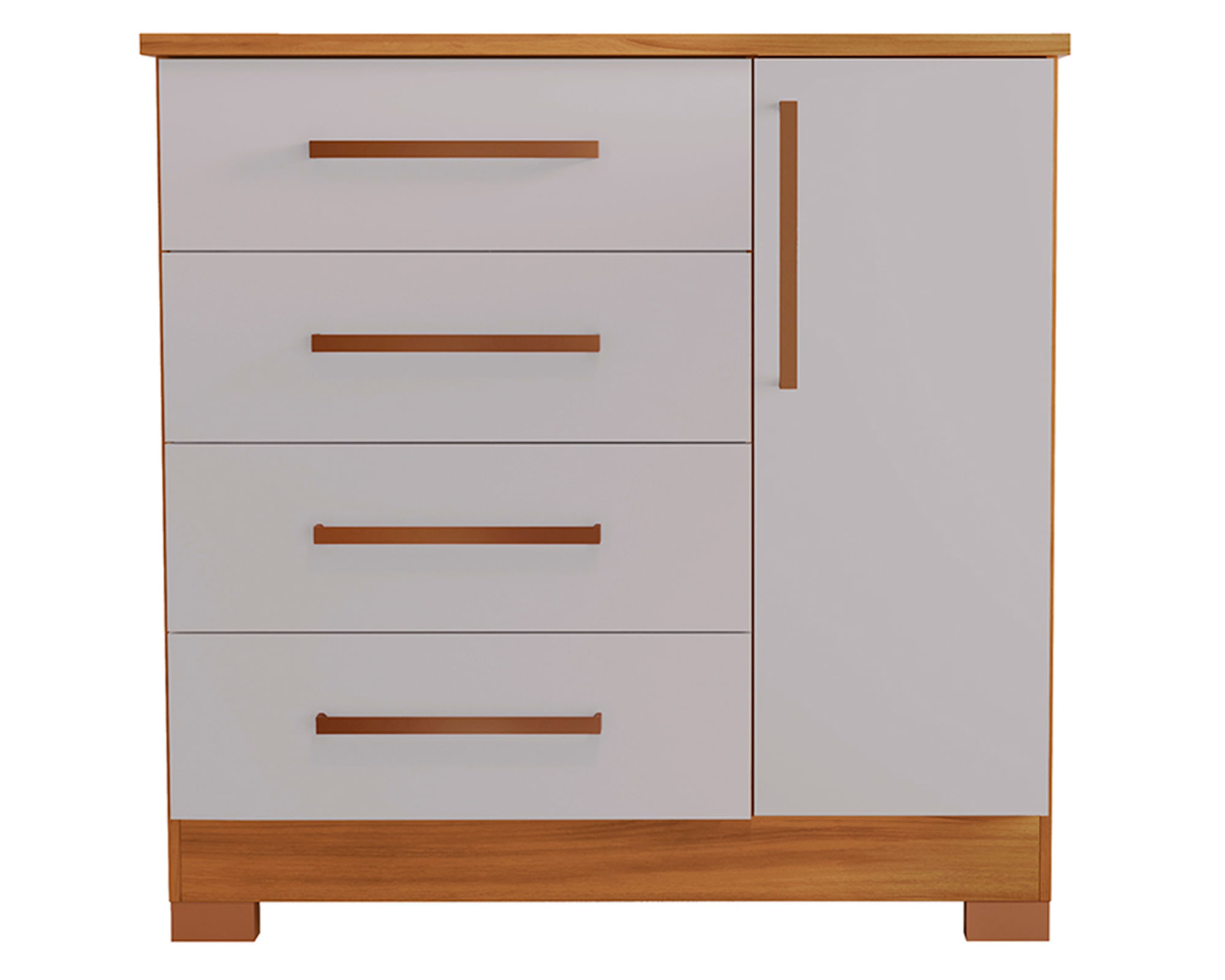 Home Mobili Cómoda 1 puerta 4 cajones Freijo blanco/café