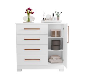 Cómoda 1 puerta 4 cajones Moda blanco/rosado