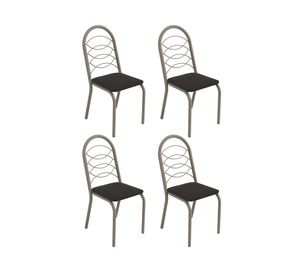 Set 4 sillas comedor acero/MDP Holanda níquel/negro