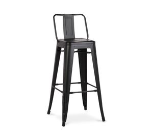 Taburete acero Tolix 76 con respaldo negro