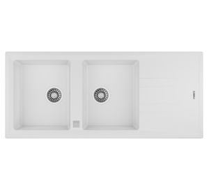 Lavaplatos doble empotrable Stone 80 2C1E TG blanco 19.9x116x51 cm
