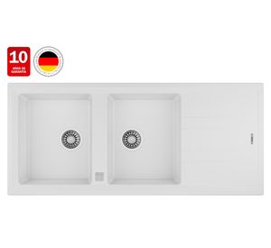 Lavaplatos doble empotrable Stone 80 2C1E TG blanco 19.9x116x51 cm