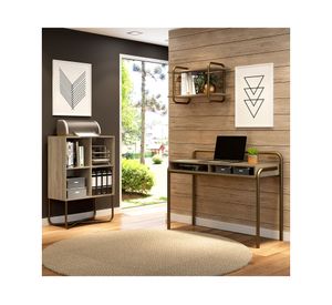 Escritorio 2 espacios Connect noce/oro envejecido