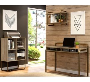 Estante 2 niveles Connect noce/oro envejecido