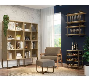 Estante 4 niveles Connect noce/oro envejecido