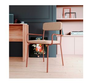 Silla comedor acero Lenox oro envejecido/mocca