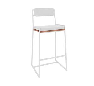 Taburete acero/MDP Harlem blanco/castaño