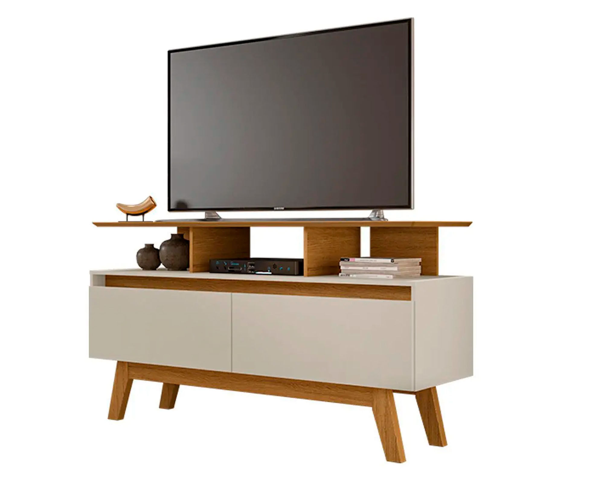 Hoga Rack TV 50'' Rubí blanco invierno/canela