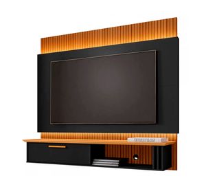 Panel TV 65" Paris negro / canela ripado