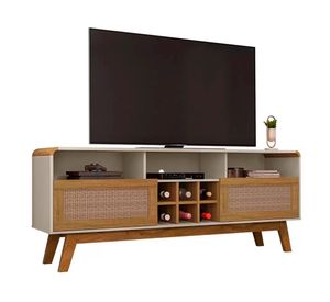 Rack TV 65'' Larimar blanco invierno/canela ratán