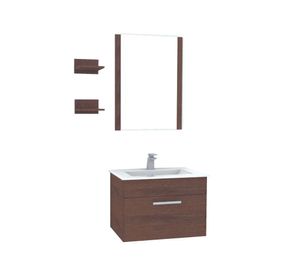 Mueble vanitorio c/grifería + Espejo + 2 Repisas Nórdico café