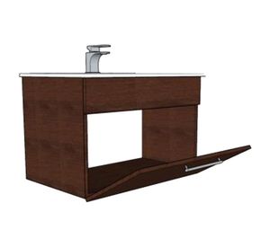 Mueble vanitorio c/grifería + Espejo + 2 Repisas Nórdico café