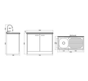 Mueble base lavaplatos 100 cm derecho MUE-KCO100/661BD blanco/café Tebisa.