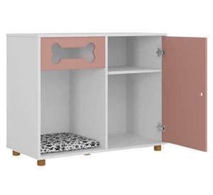 Buffet mascota 1 puerta Dog blanco/rosa