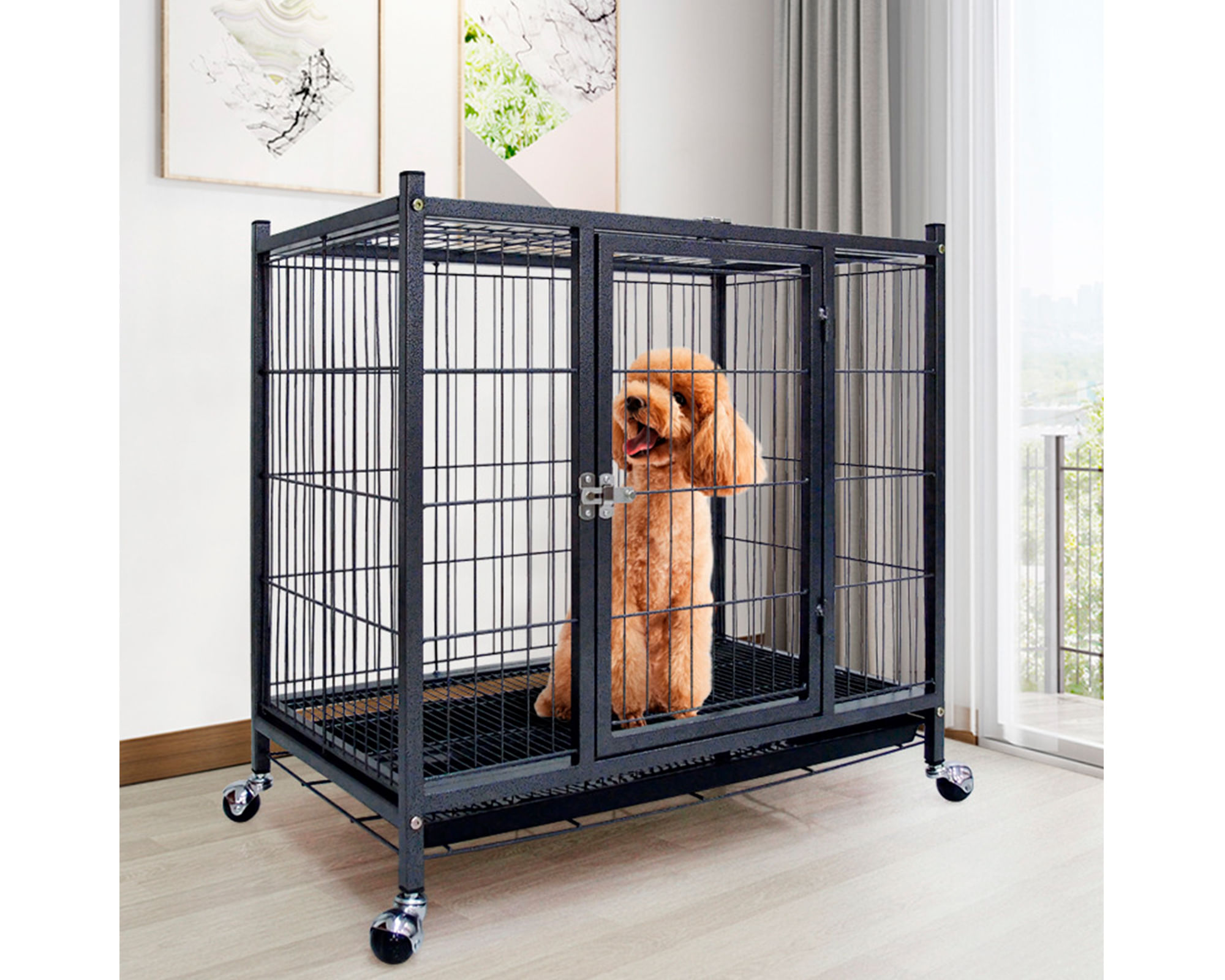 Jaula canil perros 80x50 cm ruedas