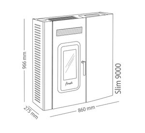 Calefactor Pellet 70-168 m2 Slim 9000 rojo