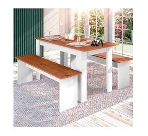 Comedor 2 bancos 4 a 6 personas madera/blanco