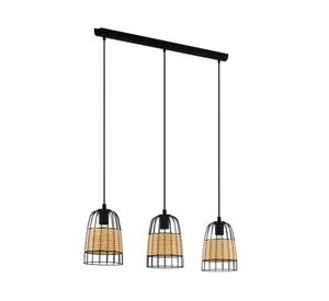 Lámpara colgar 3L E27 Anwick negro/natural