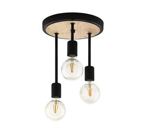 Lámpara techo 60W E27 3L Wilmcote negro/café