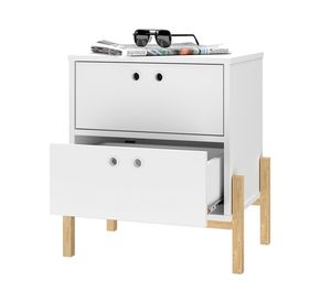 Velador 2 cajones Córner blanco