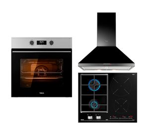 Kit Empotrable horno HSB 635 S FL 62 lt + encimera JZC 64322 ABB BK 4 quemadores + Campana DBB 60 negro