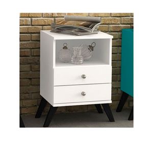 Velador 2 cajones Retro blanco