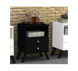 Velador 2 cajones Retro negro