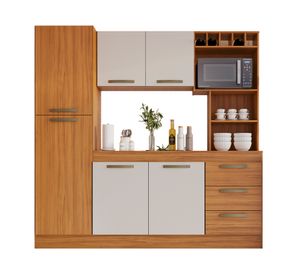 Kit cocina 6 puertas 3 cajones natural/blanco